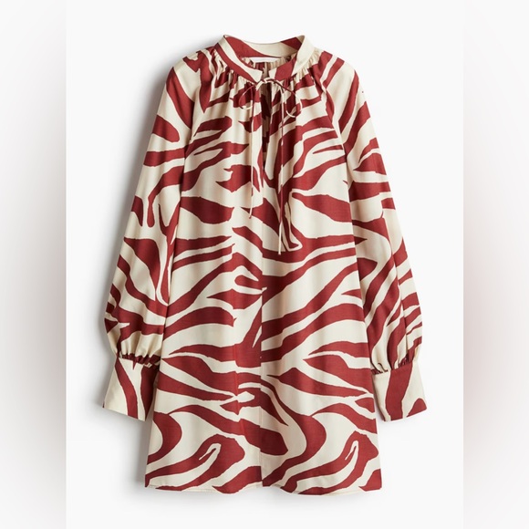 NEW W TAG BLOGGER FAVE OVERSIZED TIE DETAIL ZEBRA PRINT DRESS SIZE LARGE - Picture 2 of 9